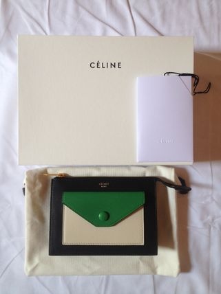 セリーヌコピー ポケット付ポーチ型ジップ財布 緑×黒 103353UAB