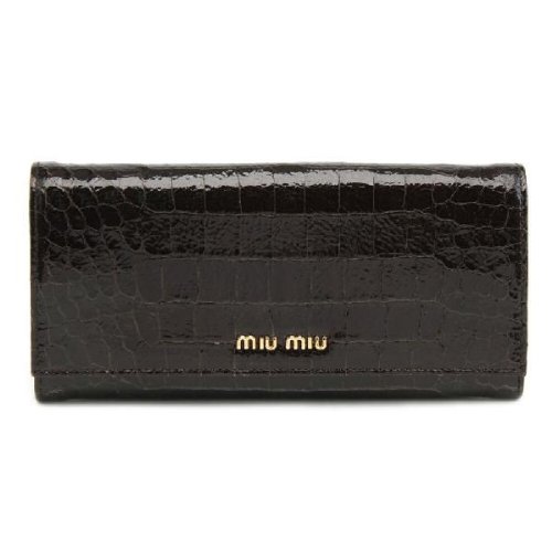ミュウミュウスーパーコピー MIU MIU 長財布 クロコ調型押し革 5M1109-NKG-003