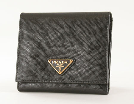 プラダスーパーコピー サフィアーノ ORO 三つ折財布 ブラック 1M0176
